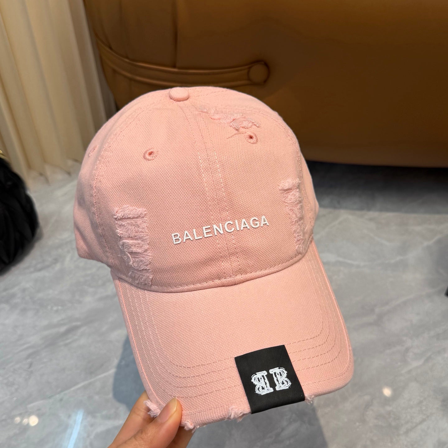 Chic Distressed Pink Baseball Cap