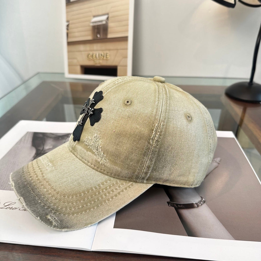 Chic Cross Embroidered Baseball Cap in Subtle Beige