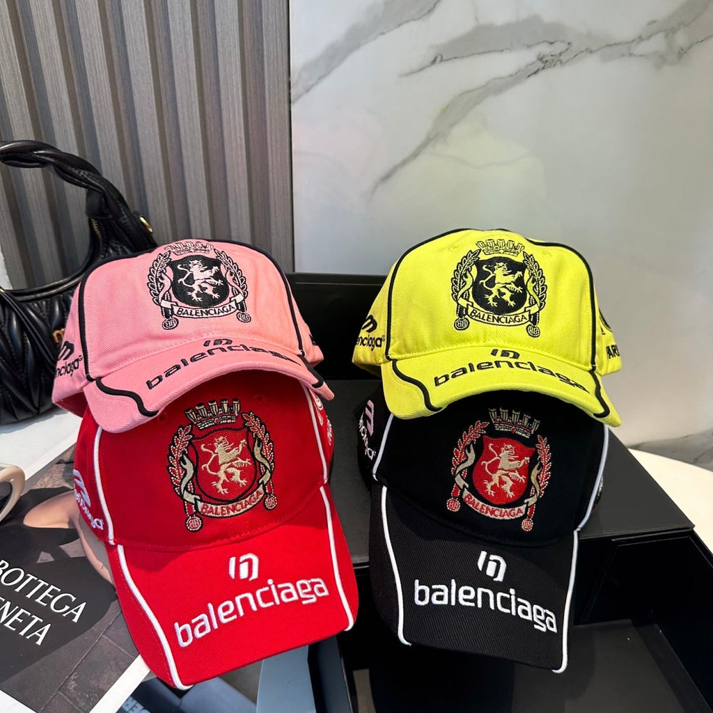 Crest embroidery cotton baseball cap with contrast piping