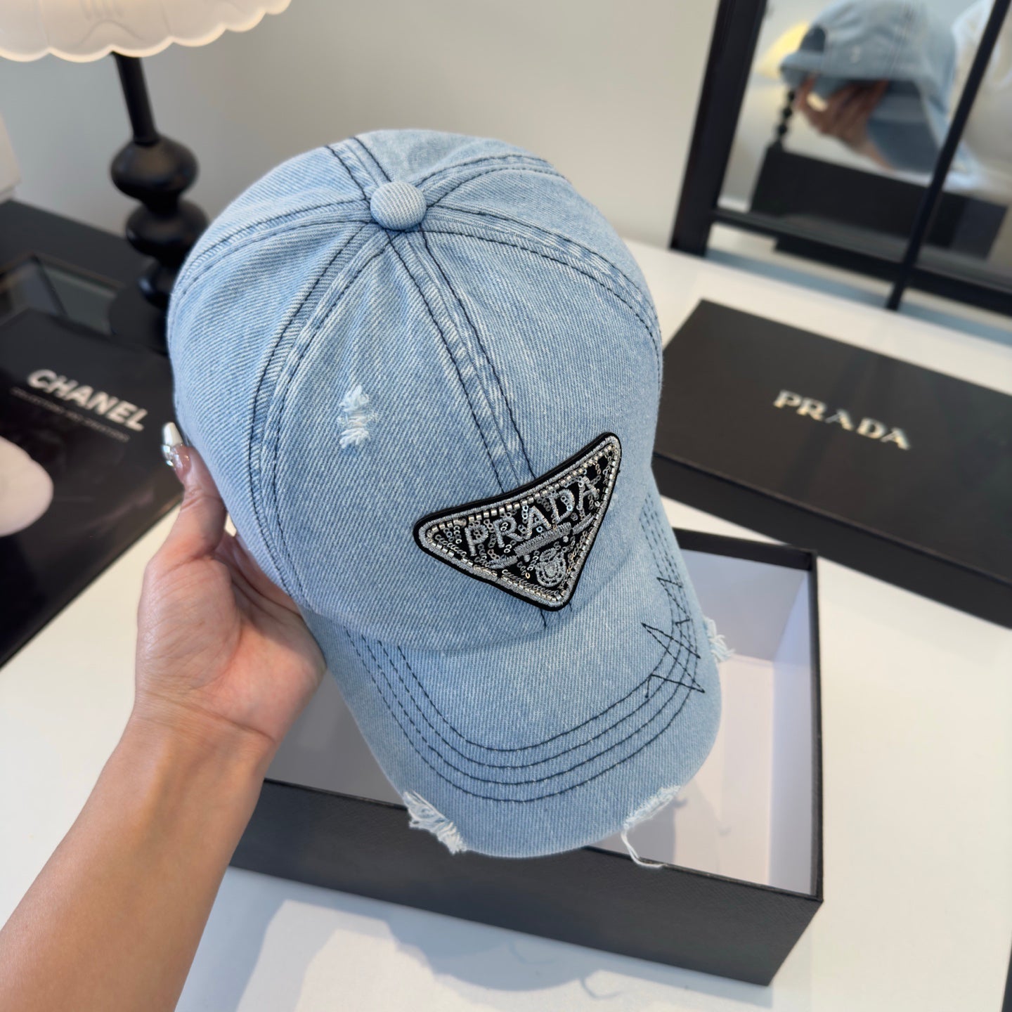 Vintage Washed Denim Baseball Cap, Adjustable Streetwear Hat