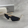 Modern Gold Metal Shield Sunglasses - Unisex UV Protection Eyewear