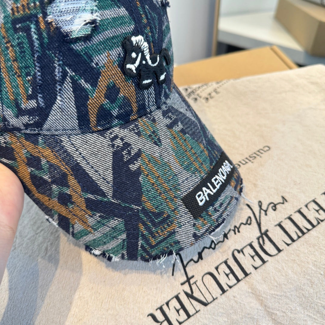 Embroidered Logo Distressed Baseball Cap - Premium Cotton Blend