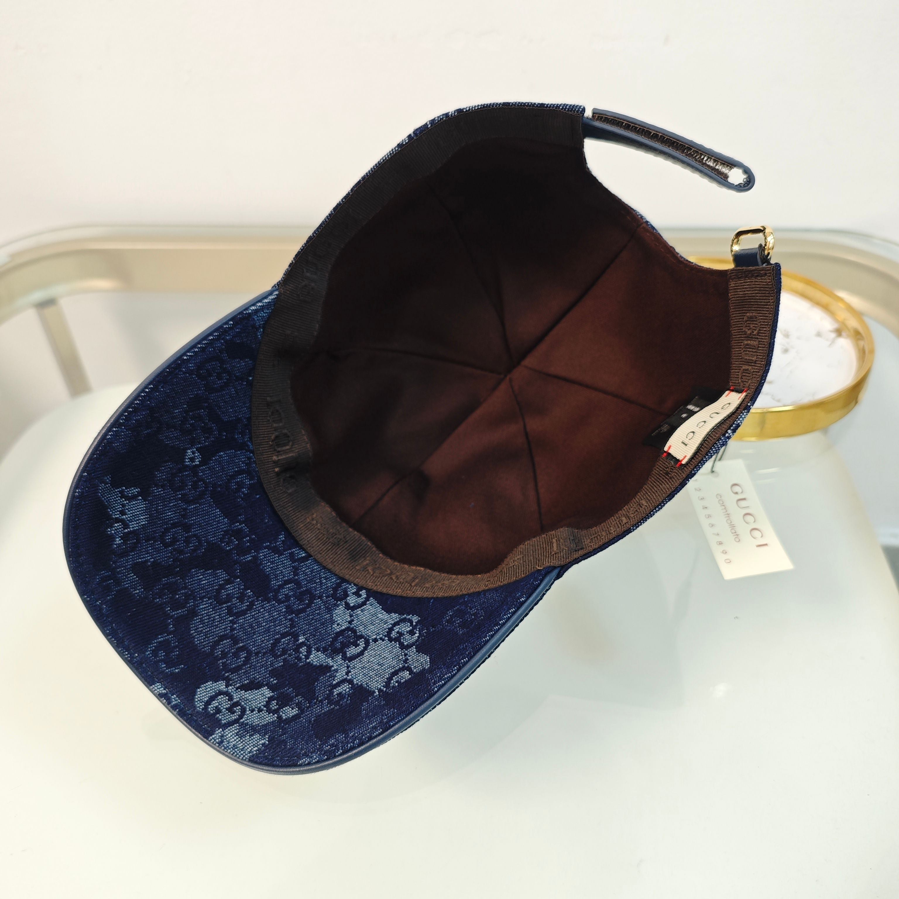 Chic Navy Baseball Cap with Subtle Monogram Detailing
