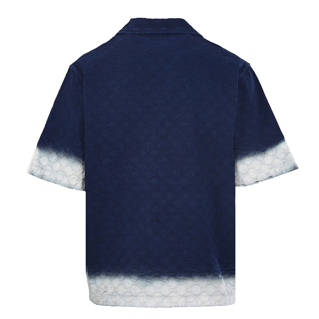 GUCCI Jacquard Denim Short-Sleeve Shirt