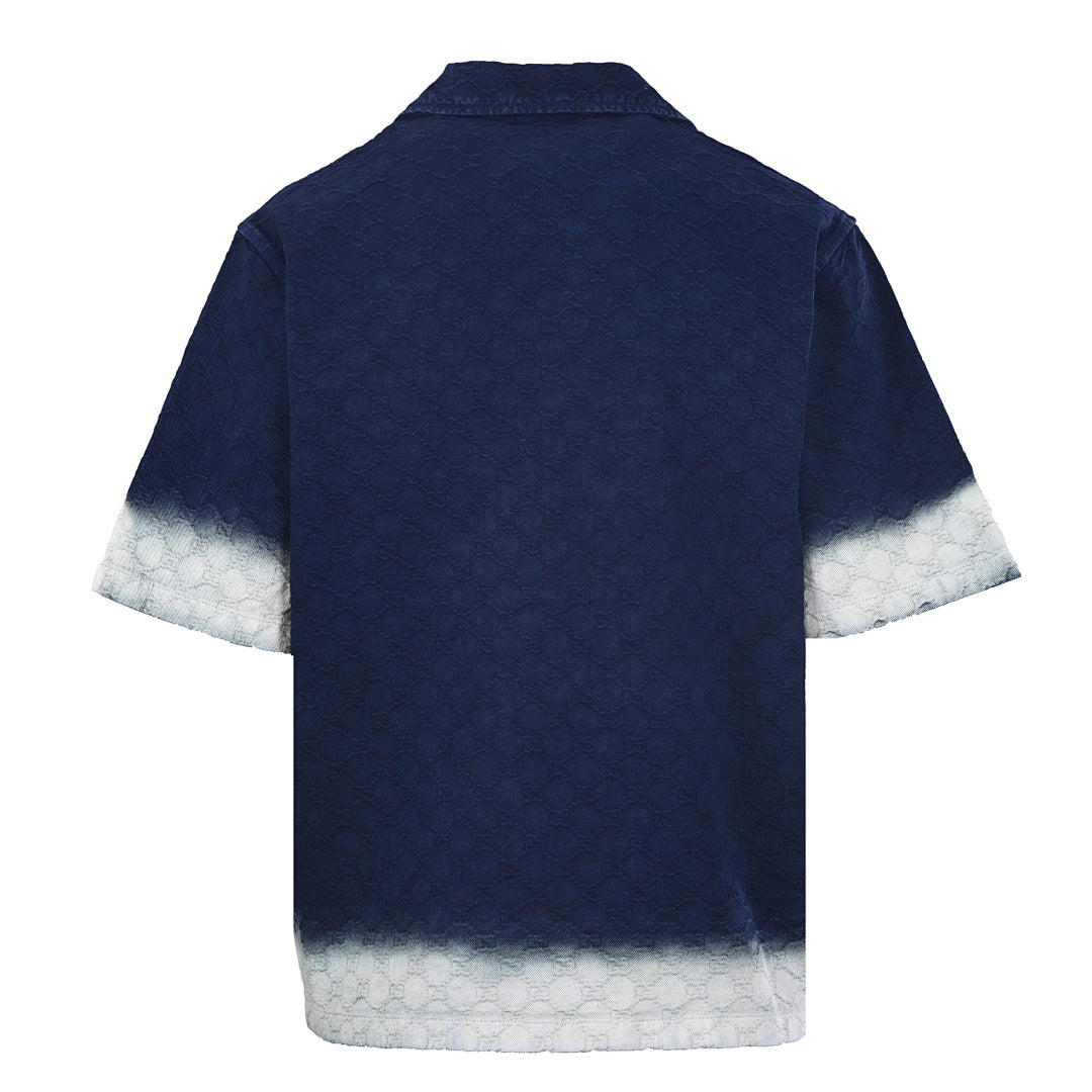 GUCCI Jacquard Denim Short-Sleeve Shirt