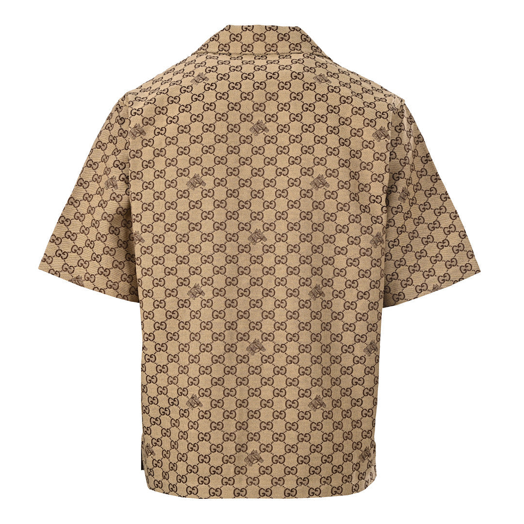 GUCCI Monogram Embroidered "Year of the Horse" Badge Cuban Collar Shirt