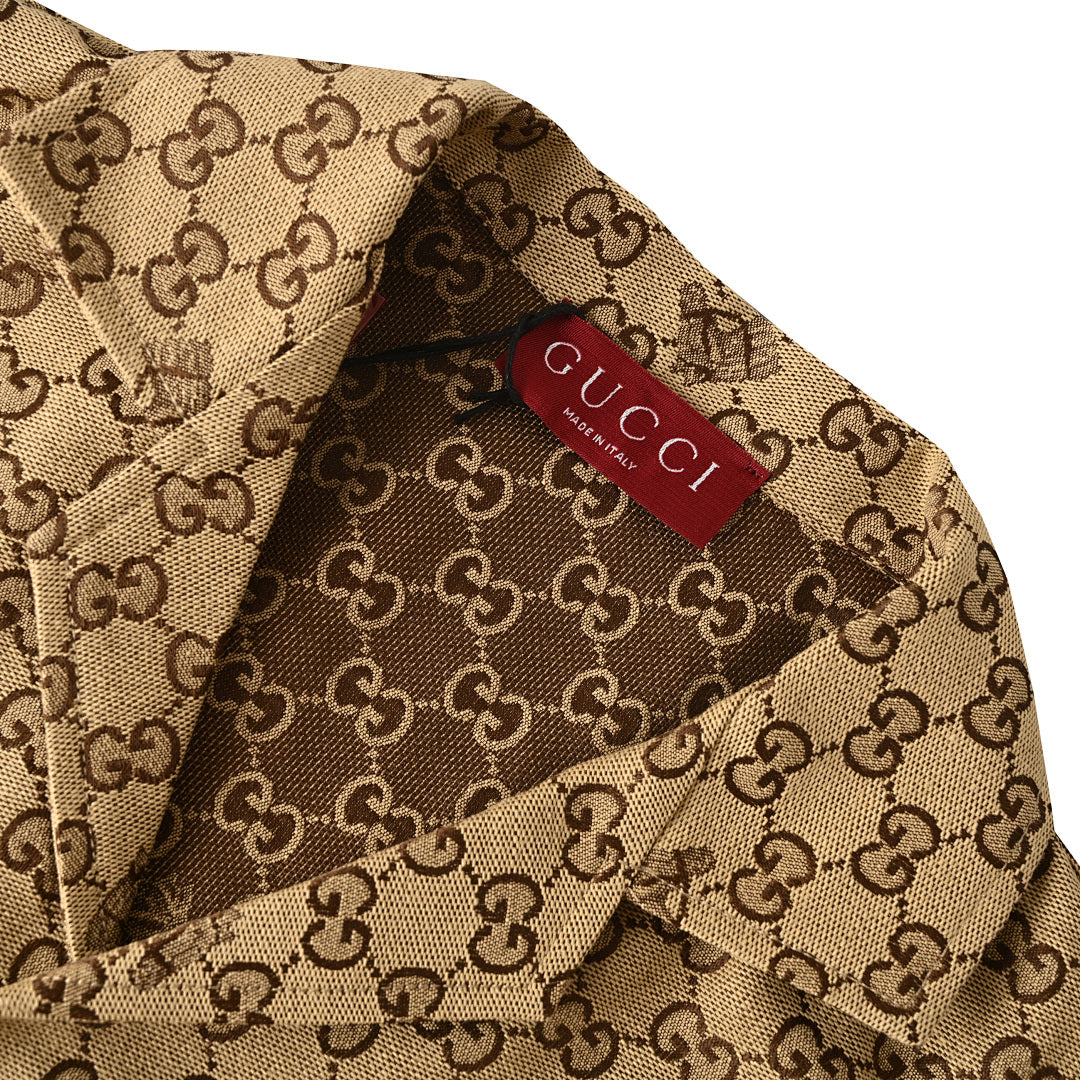 GUCCI Monogram Embroidered "Year of the Horse" Badge Cuban Collar Shirt