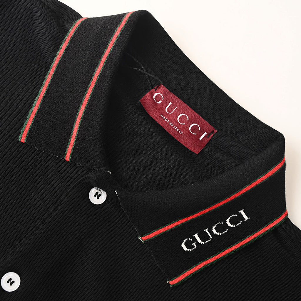 GUCCI Ribbed Jacquard Short-Sleeve Polo Shirt