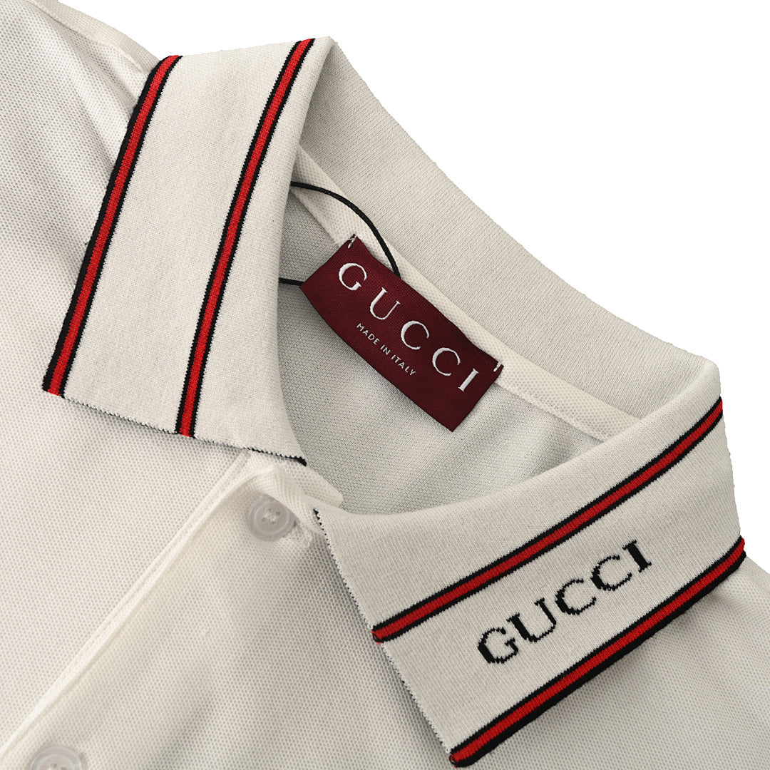 GUCCI Ribbed Jacquard Short-Sleeve Polo Shirt