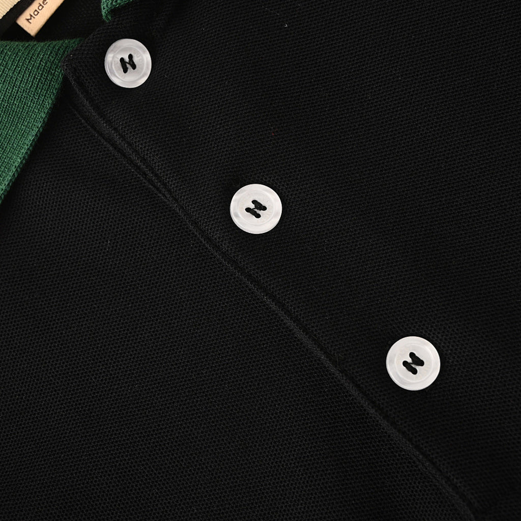 GUCCI Red and Green Web Embroidered Polo Shirt