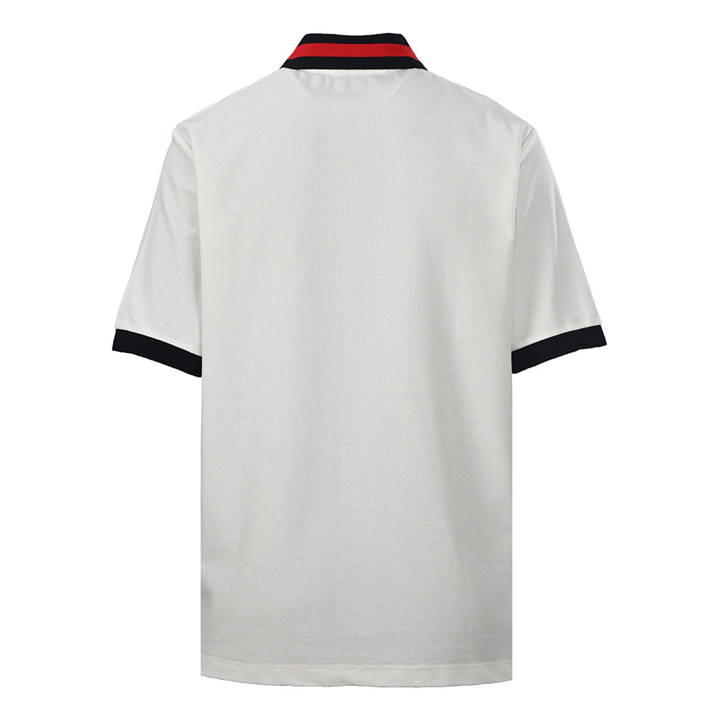 GUCCI Red and Green Web Embroidered Polo Shirt