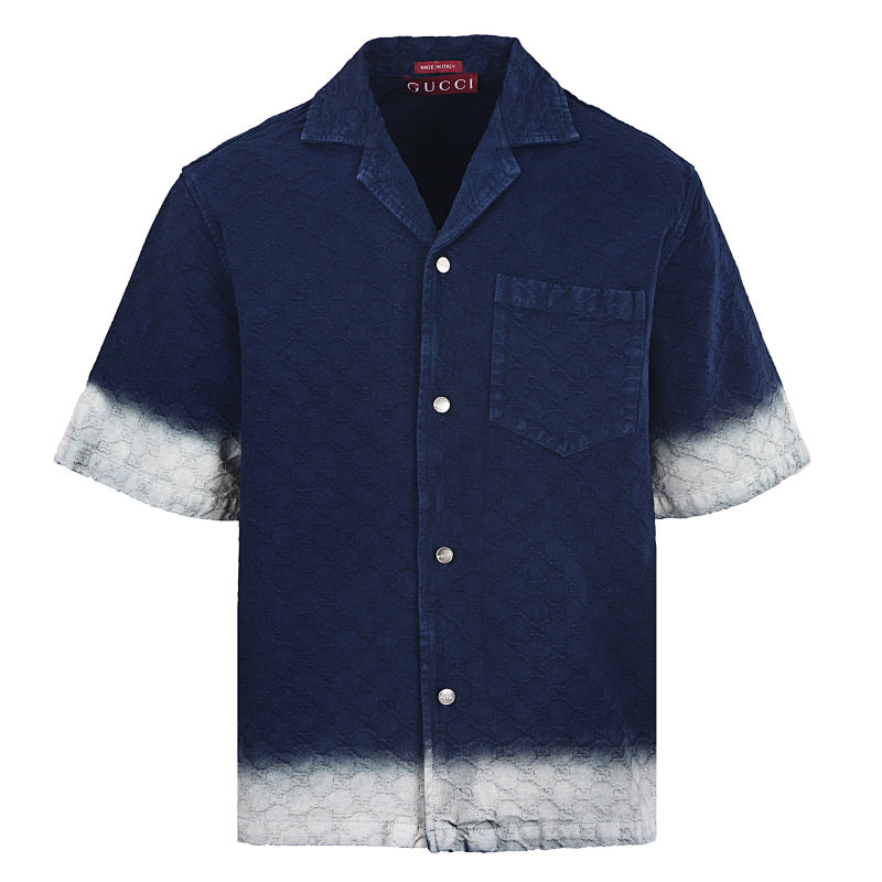 GUCCI Jacquard Denim Short-Sleeve Shirt