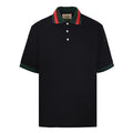 GUCCI Red and Green Web Embroidered Polo Shirt