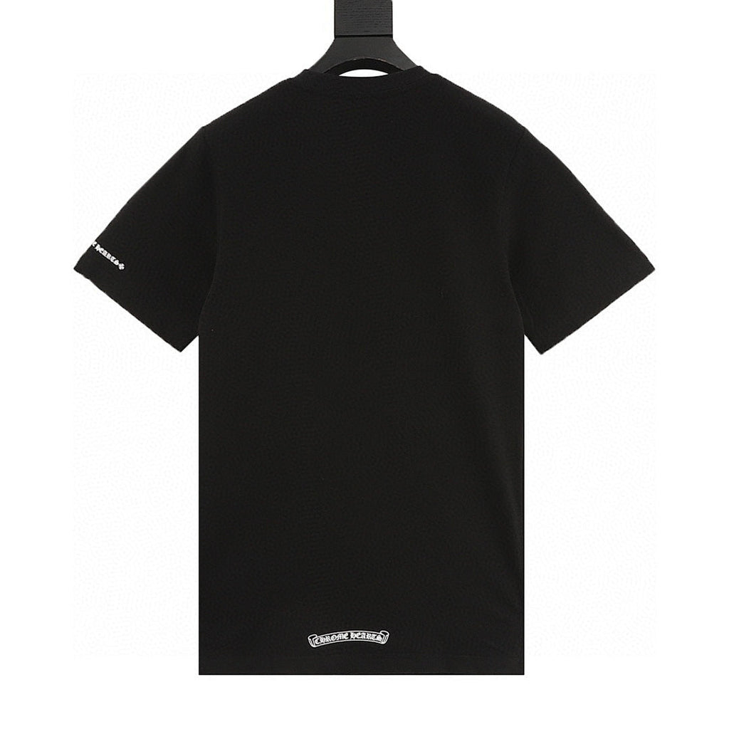 Chrome Hearts Short-Sleeve T-Shirt with Sanskrit Lettering Print at the Neckline
