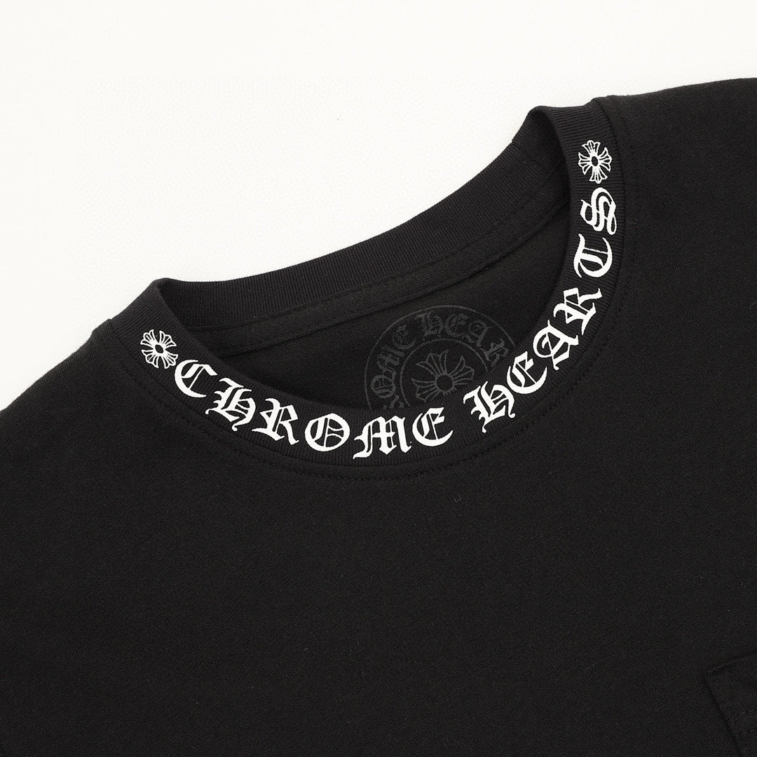 Chrome Hearts Short-Sleeve T-Shirt with Sanskrit Lettering Print at the Neckline