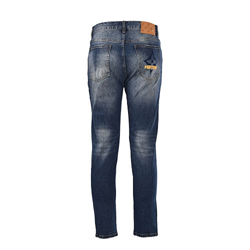 Louis Vuitton Logo-Print Denim Jeans