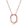 18K Tiffany Lock Pink Pave Diamonds Necklace