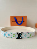 Multi-Color Monogram Canvas Belt, 40mm Reversible Leather Strap