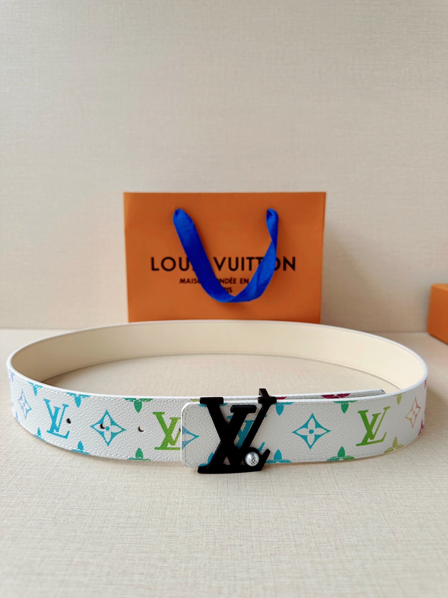 Multi-Color Monogram Canvas Belt, 40mm Reversible Leather Strap
