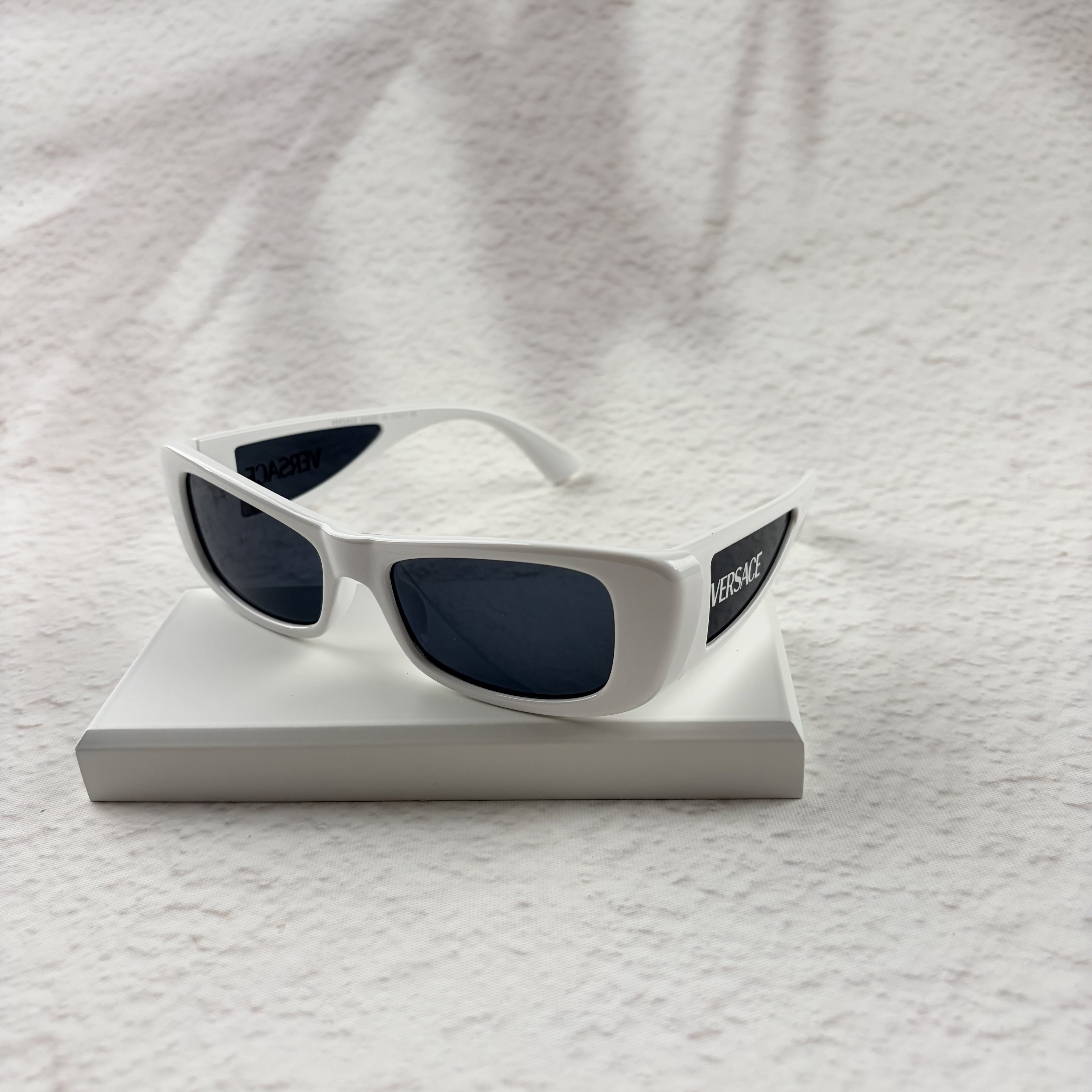 Modern Rectangular White Sunglasses - UV Protection Street Style