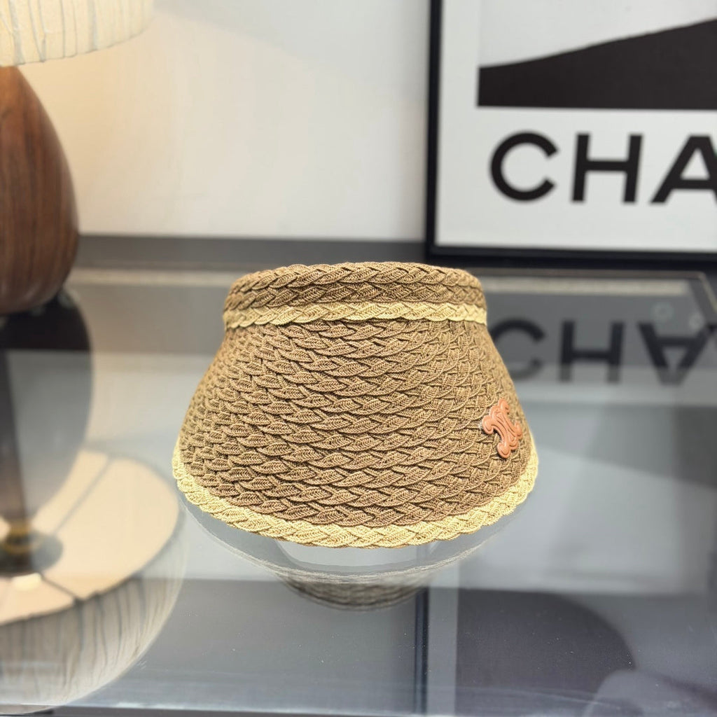 Woven Straw Visor Hat - UV Protection Summer Beach Sun Hat