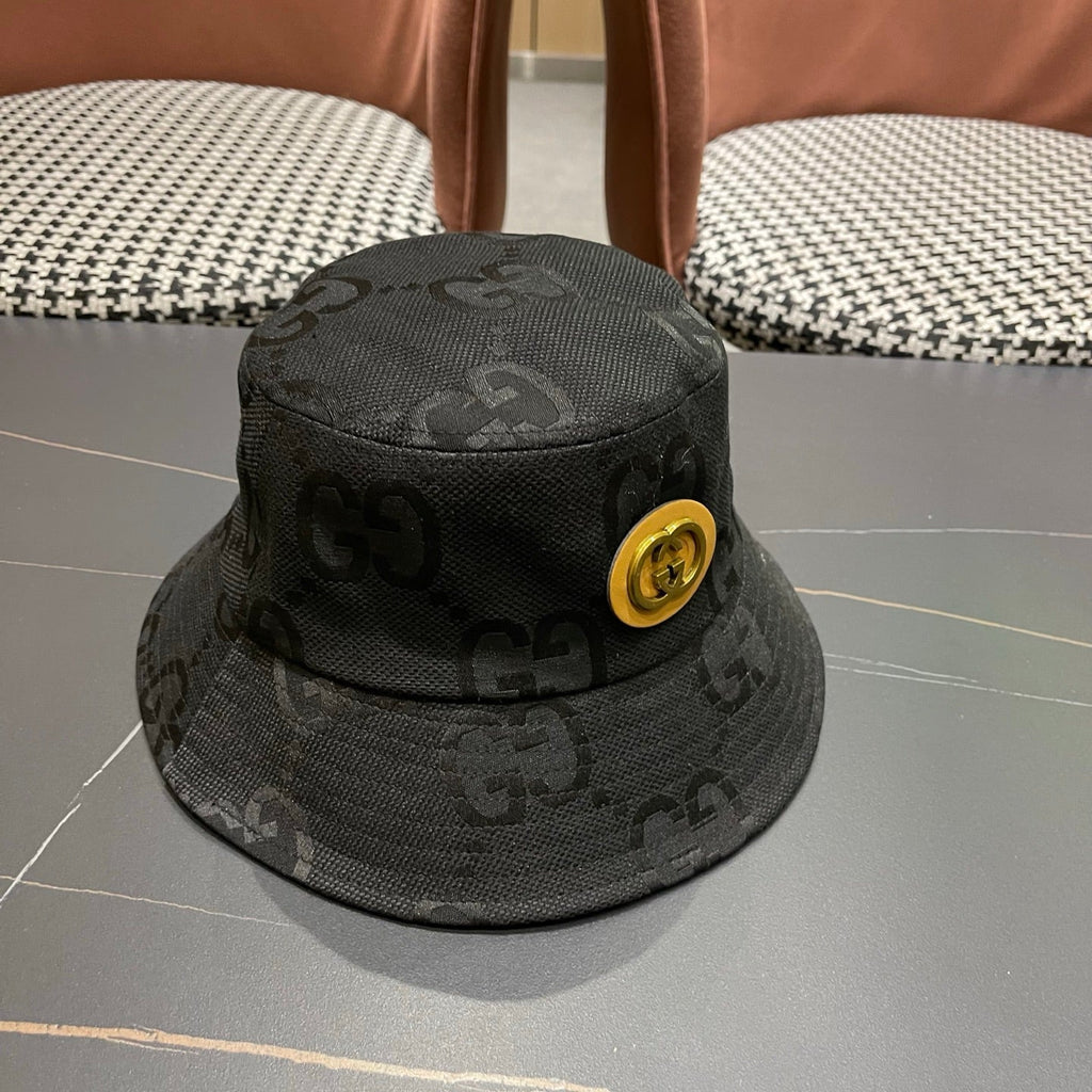 Premium Monogram Bucket Hat - Classic Streetwear Casual Cap