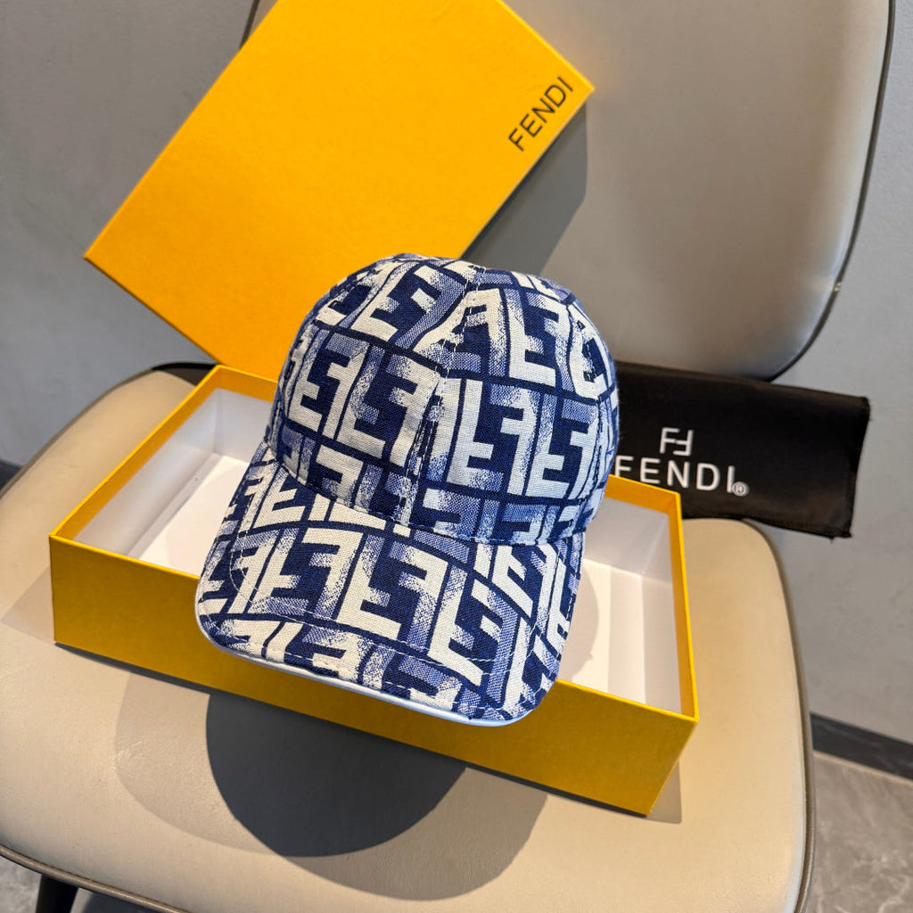 Double F Patterned Baseball Cap - Blue Denim Aesthetic