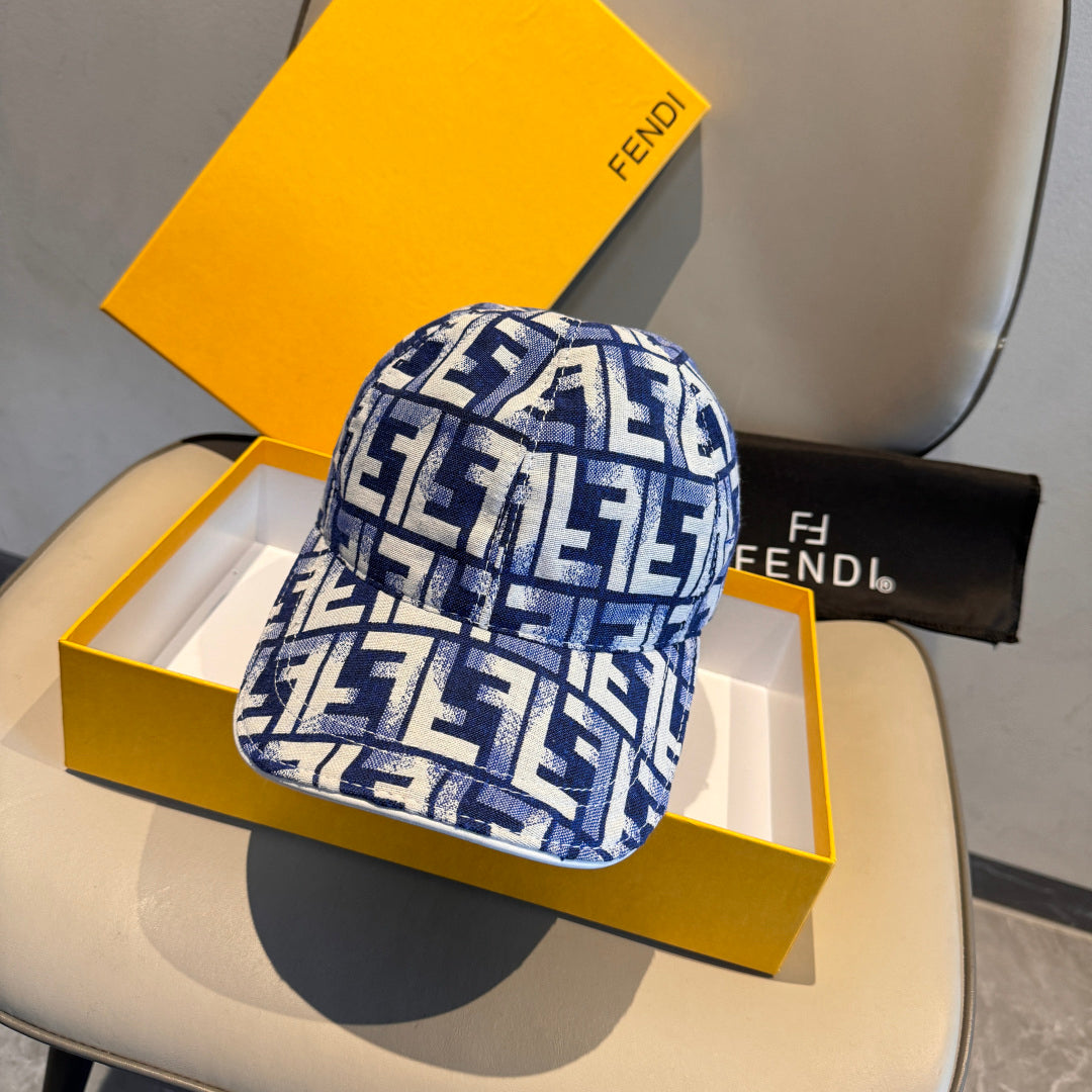 Double F Patterned Baseball Cap - Blue Denim Aesthetic