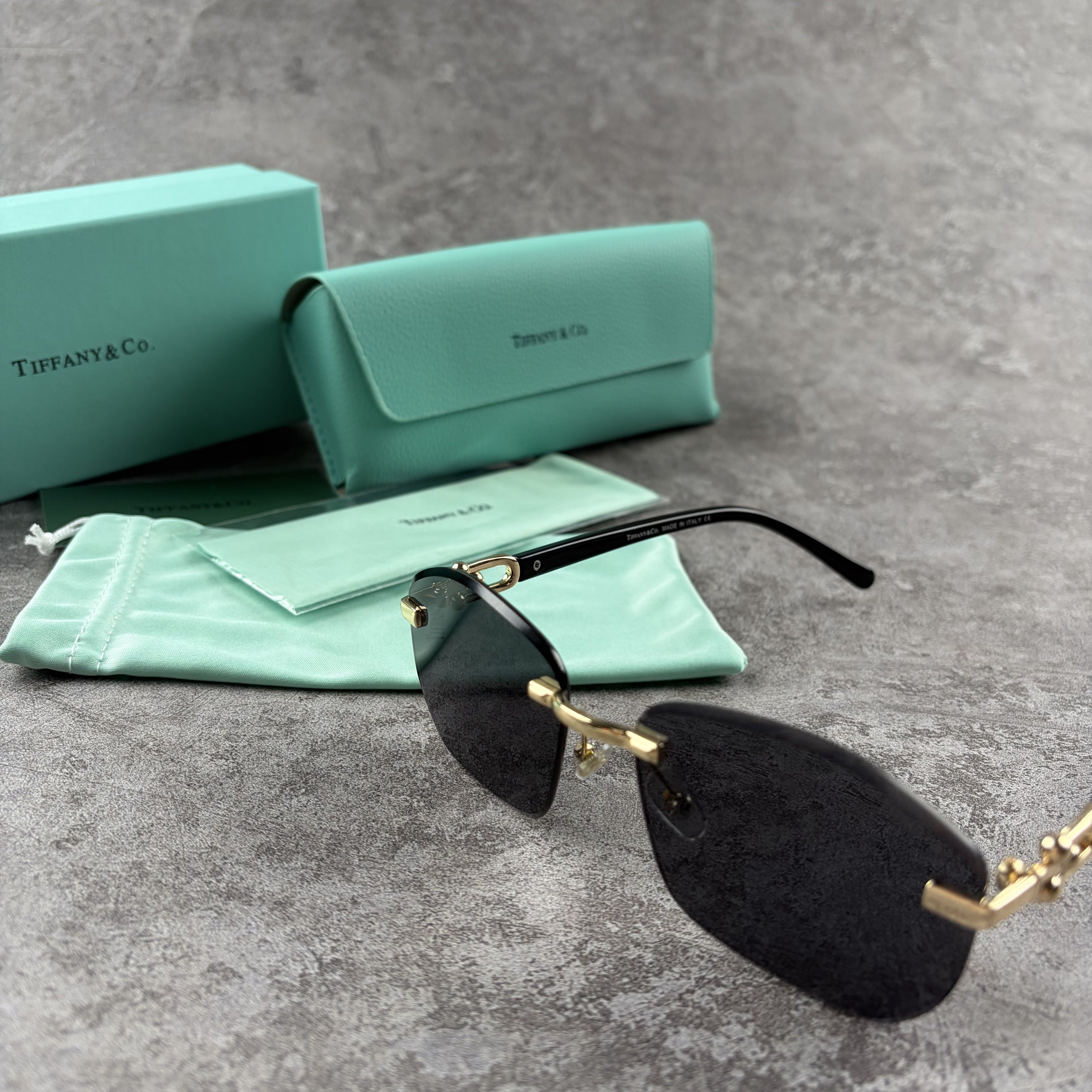 Rimless Gradient Sunglasses - Gold Metal Frame & UV Protection