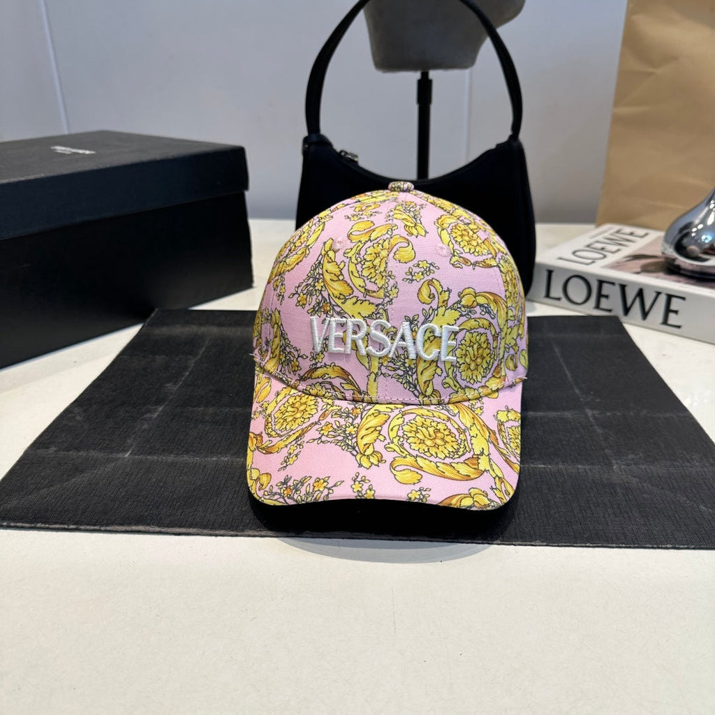 Embroidered Floral Baseball Cap in Soft Pink