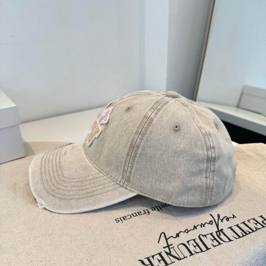 Vintage Distressed Baseball Cap – Embroidered Cotton Sun Hat