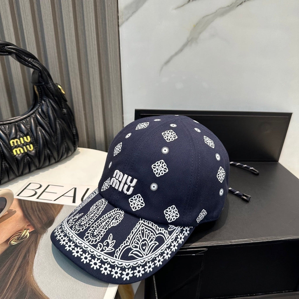 Embroidered Paisley Cotton Baseball Cap - Adjustable Streetwear Hat