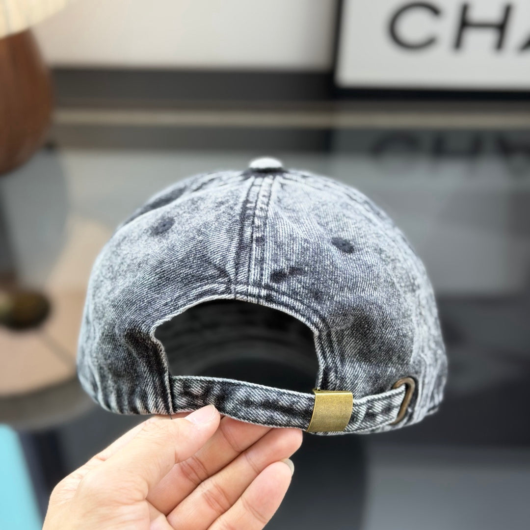 Vintage Washed Denim Baseball Cap - Distressed Streetwear Hat