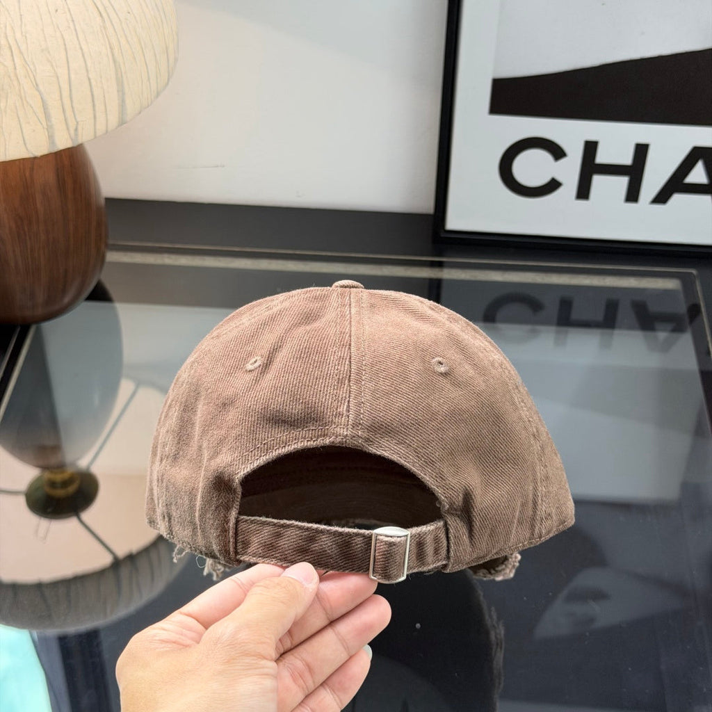 Distressed Cotton Baseball Cap - Vintage Streetwear Style