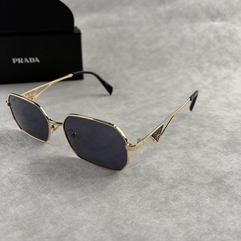 Geometric Gold Frame Sunglasses - Lightweight Metal UV Protection