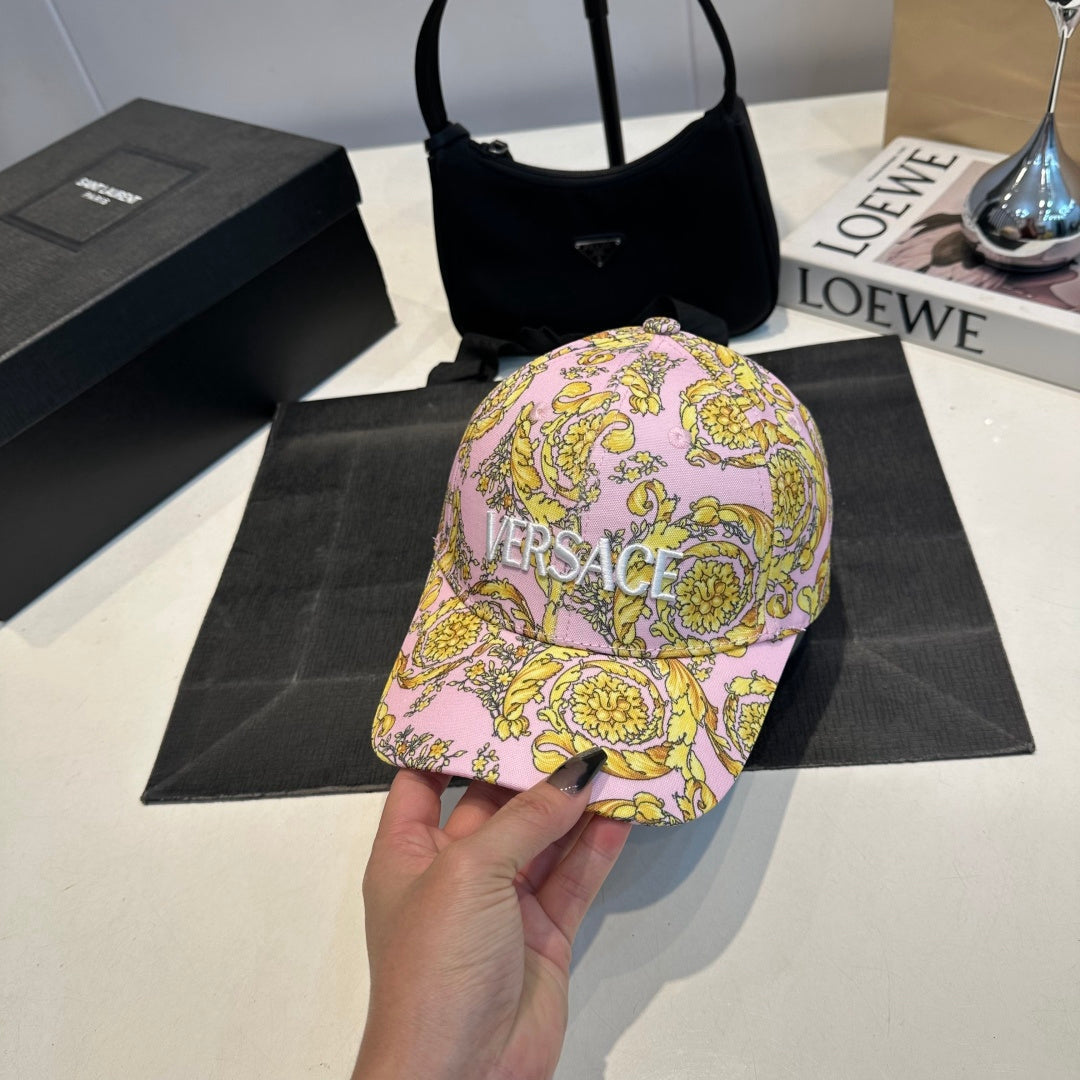 Embroidered Floral Baseball Cap in Soft Pink