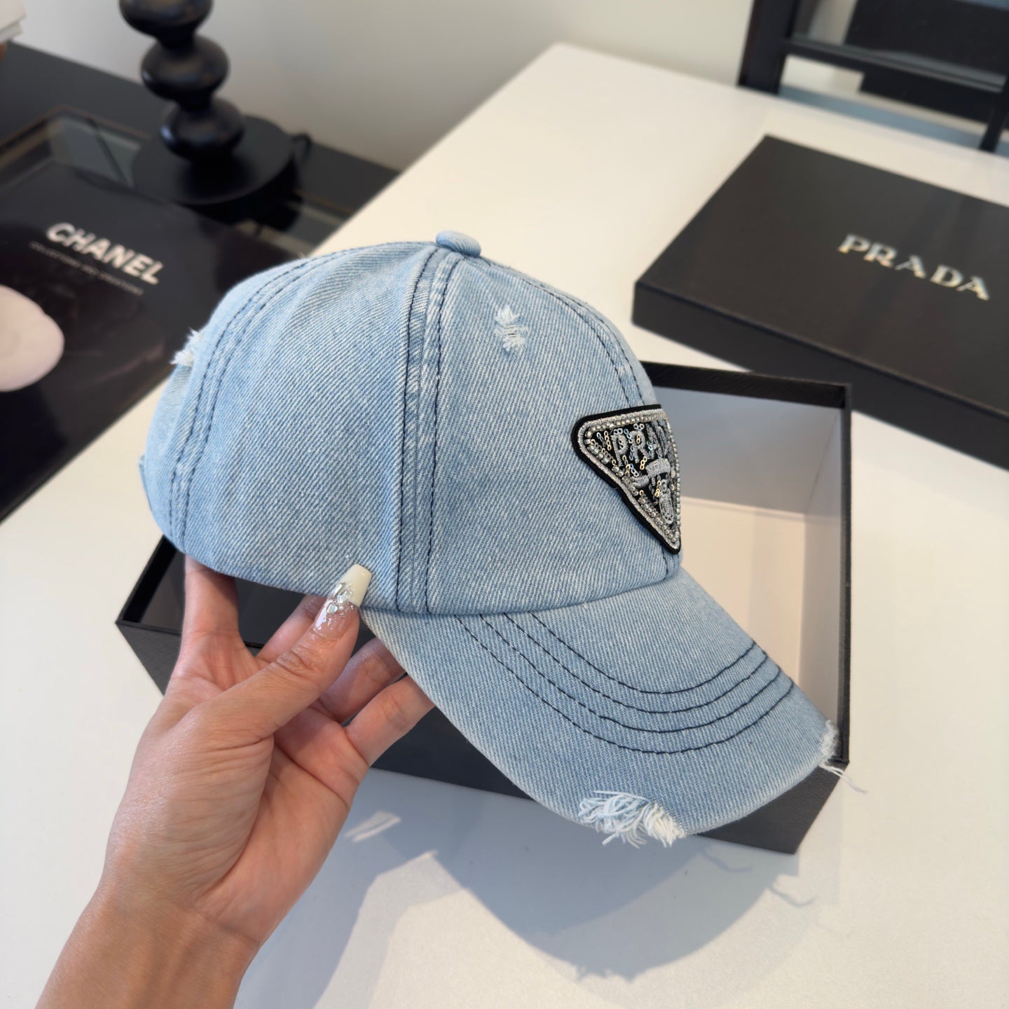 Vintage Washed Denim Baseball Cap, Adjustable Streetwear Hat