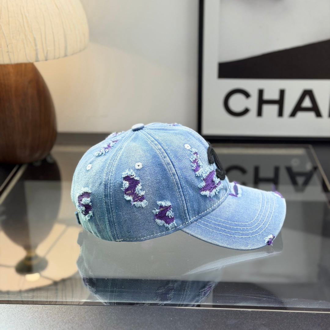 Distressed Denim Baseball Cap - Vintage Washed Streetwear Hat