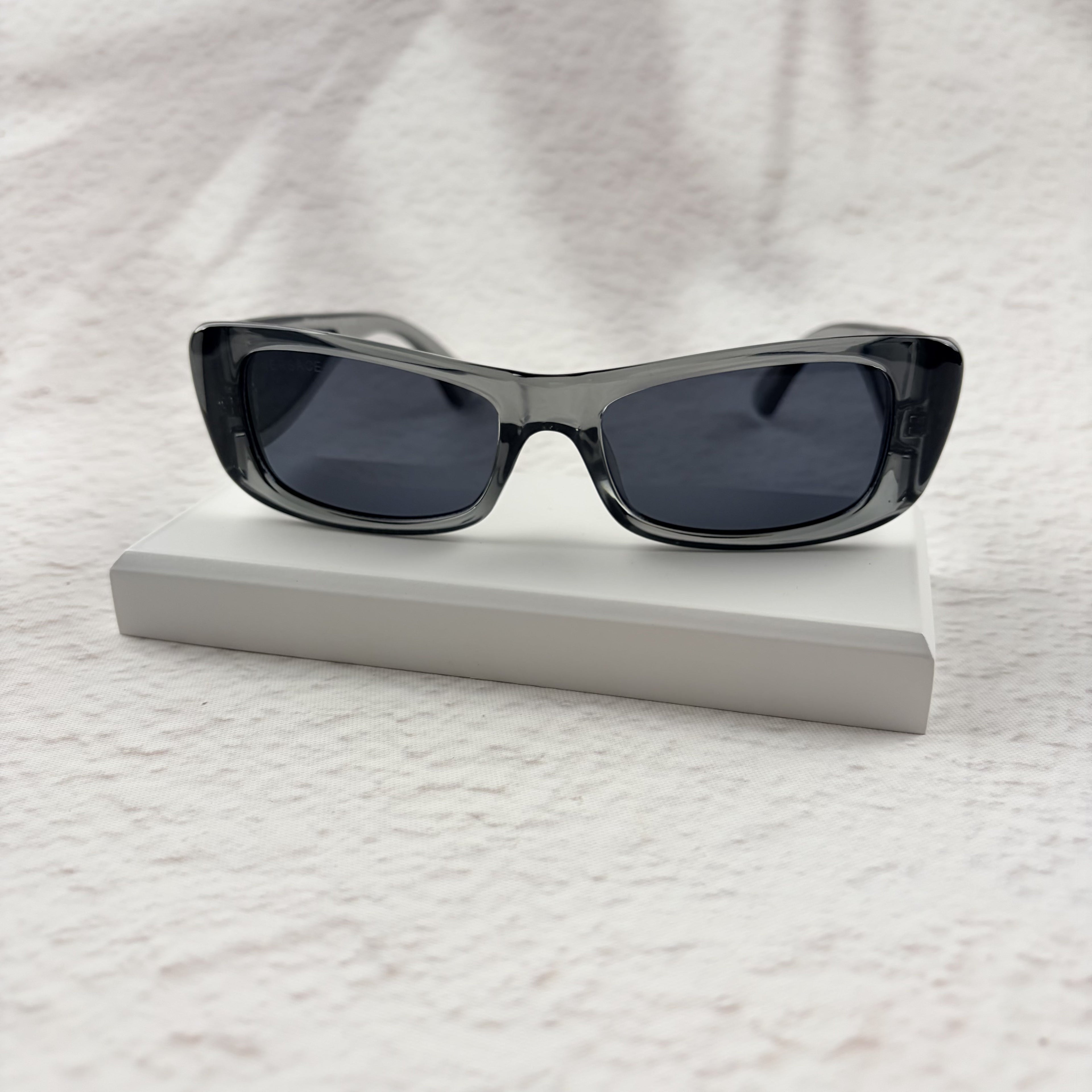 Modern Rectangular Frames | Translucent Gray Sunglasses UV Protection