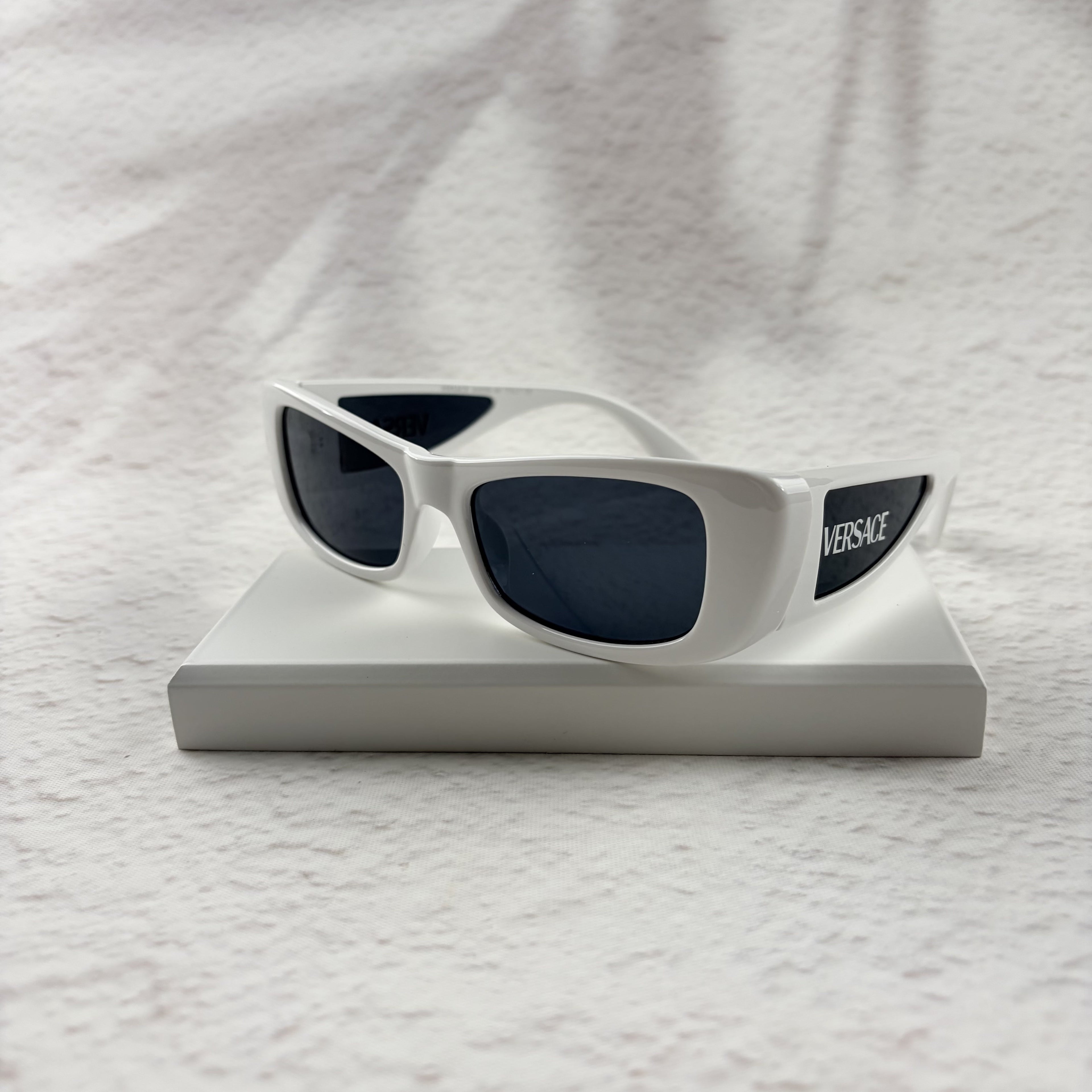 Modern Rectangular White Sunglasses - UV Protection Street Style