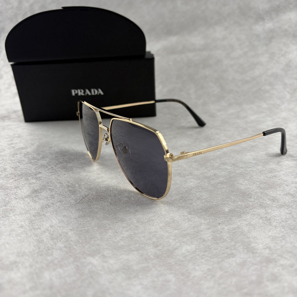 Modern Gold Aviator Sunglasses - UV Protection Metal Frame Shades