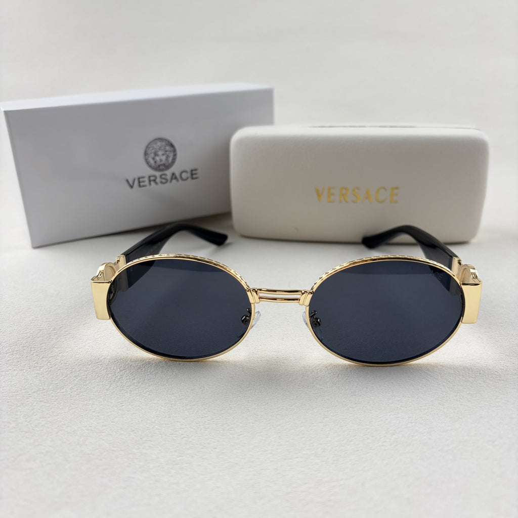 Oval Gold Frame Sunglasses - Premium Metal Designer Shades