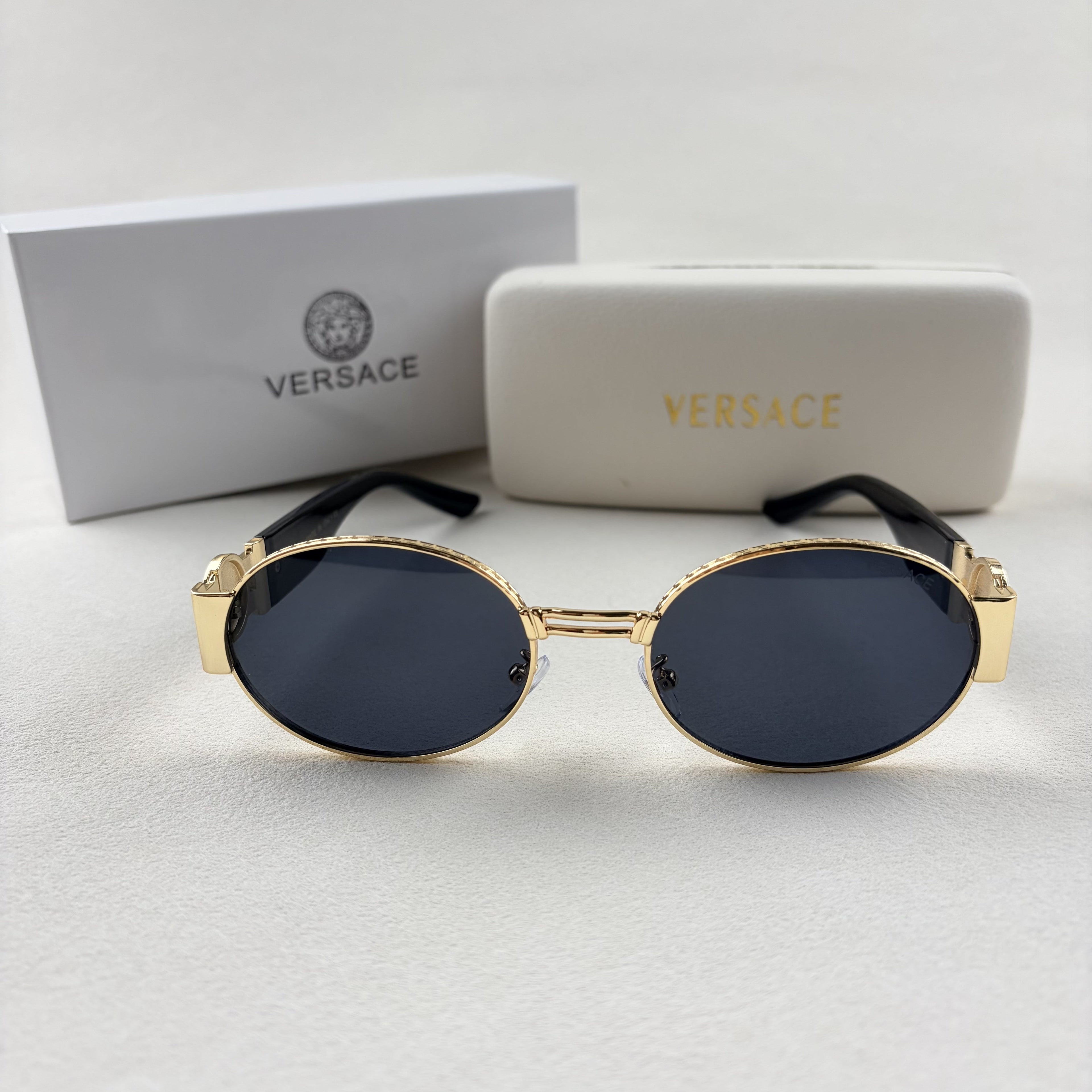 Oval Gold Frame Sunglasses - Premium Metal Designer Shades