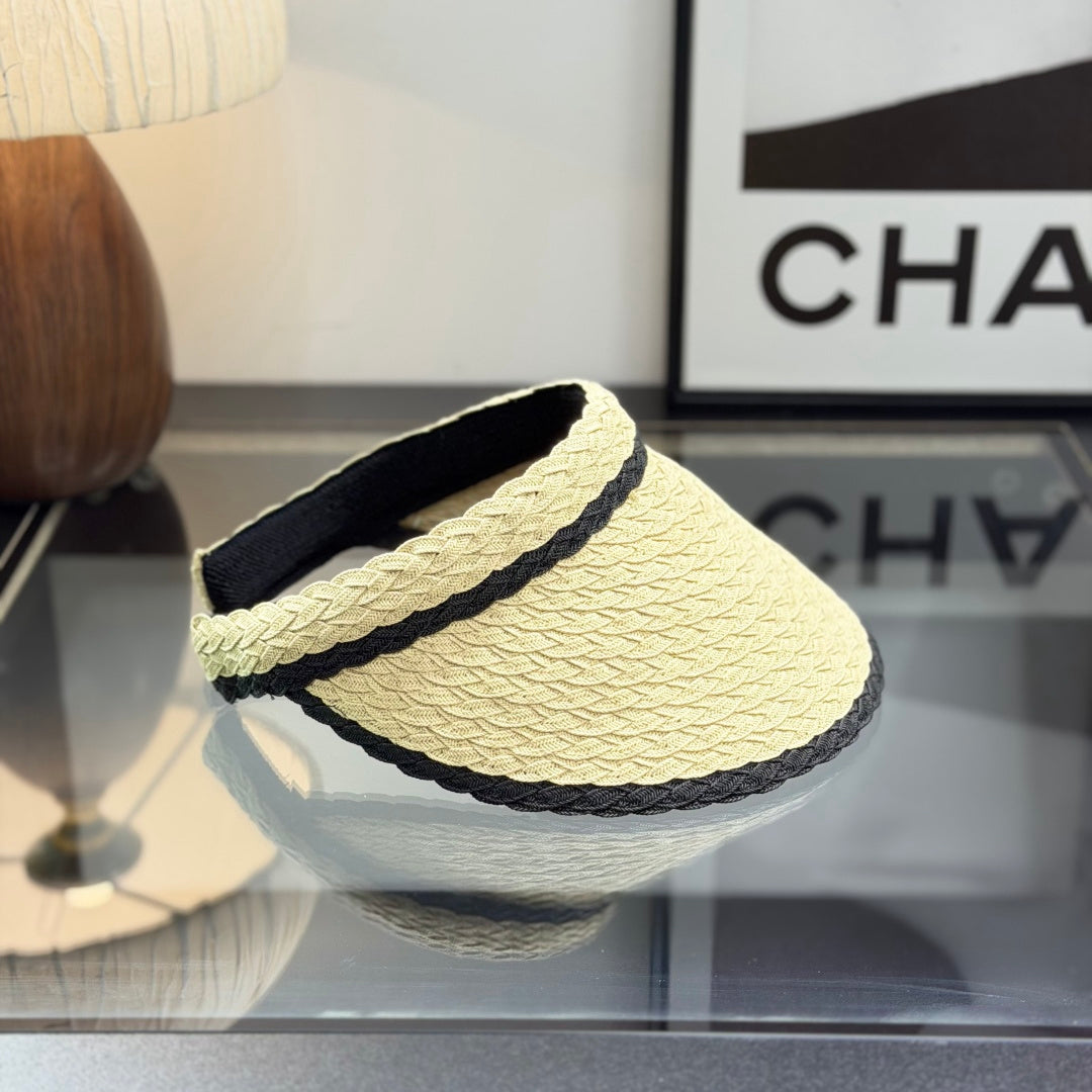 Summer Straw Sun Visor - Breathable Wide Brim Beach Cap for Women