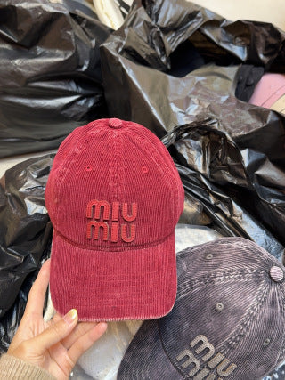 Miu Miu Corduroy Logo Baseball Cap