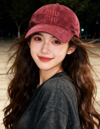 Miu Miu Corduroy Logo Baseball Cap