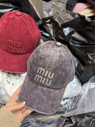 Miu Miu Corduroy Logo Baseball Cap