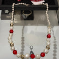 18K  Chanel Red Crystal Pearl Necklace