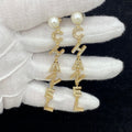 18K  Chanel Script Long Tassel Earrings