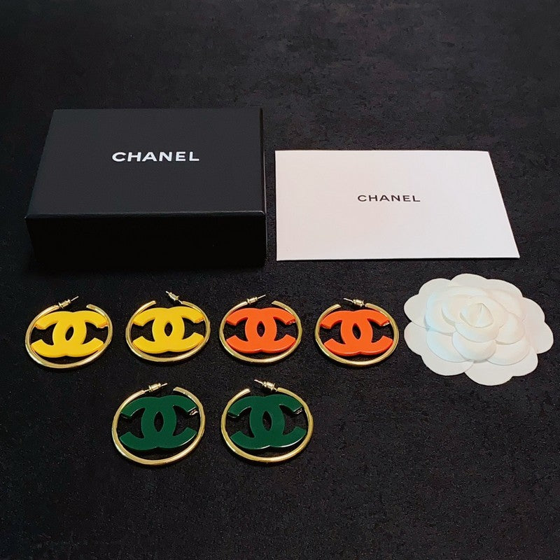 18K  Chanel Color Logo Earrings